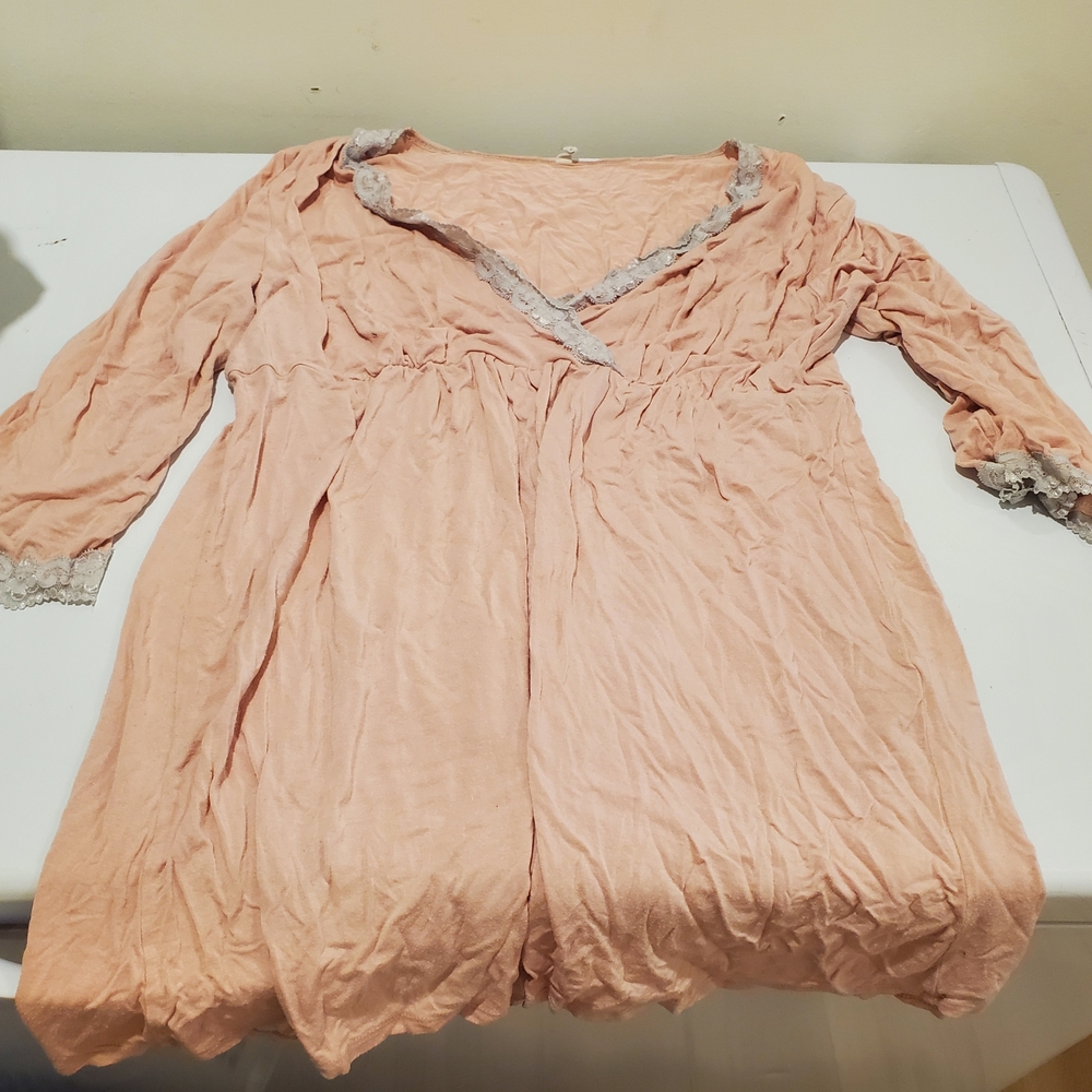 Pinkblush 1X Blush Pink Long Sleeve Maternity Pyjama Top
